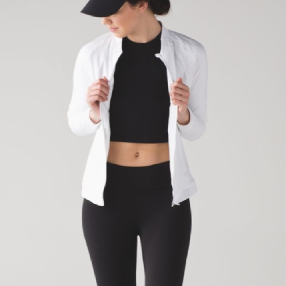 Lululemon White Lightweight Bomber Jacket Size 4